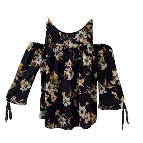 Sienna Sky Tops - Sienna Sky Black Floral Off-Shoulder Blouse